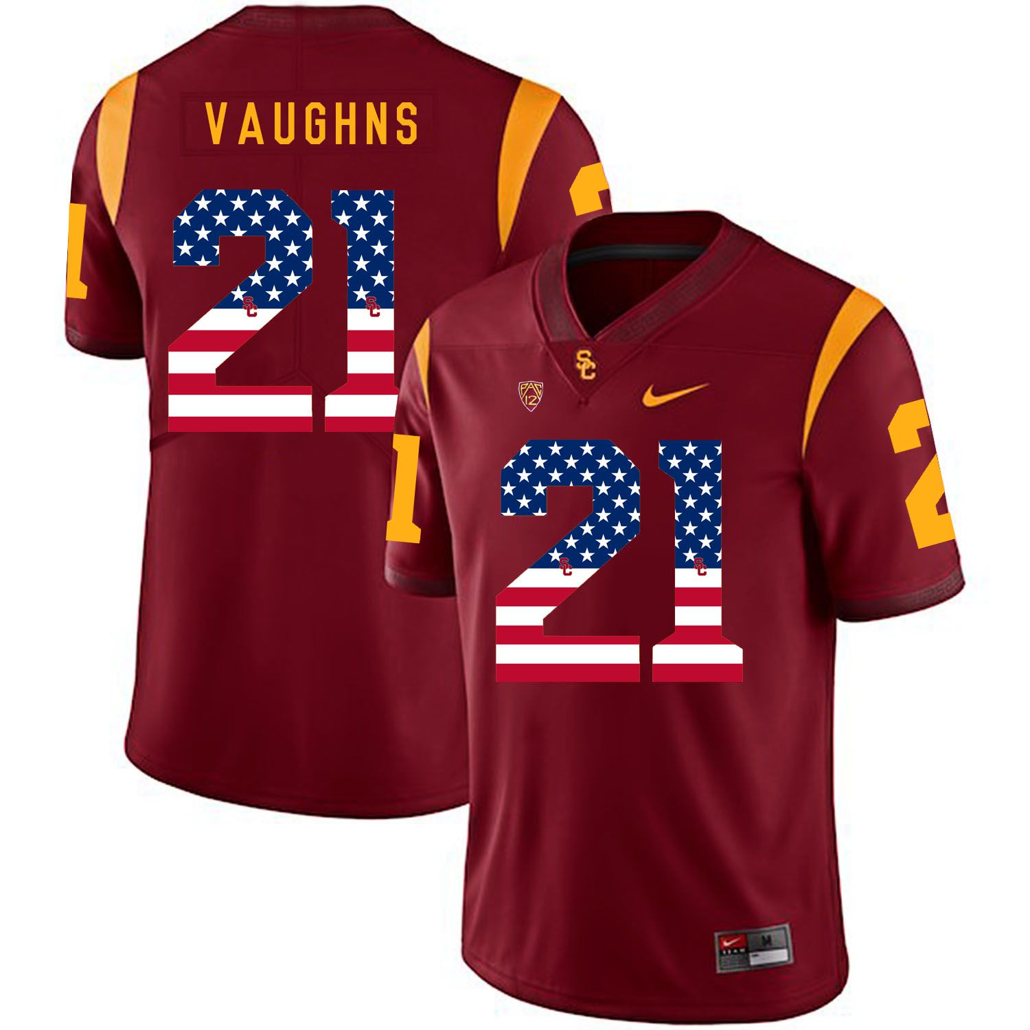 Men USC Trojans #21 Vaughns Red Flag Customized NCAA Jerseys->customized ncaa jersey->Custom Jersey